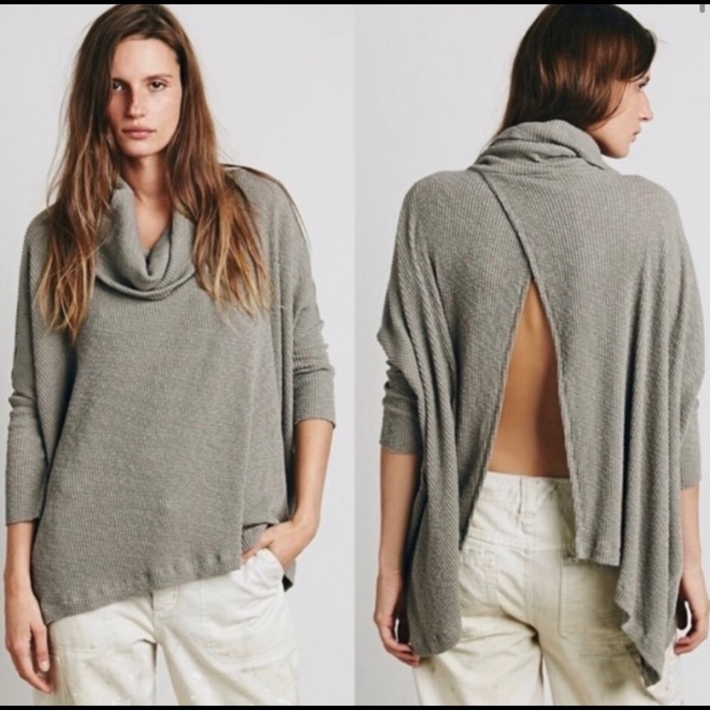 FREE PEOPLE BEACH WORLD TRAVELER OPEN BACK SLUB TURTLENECK